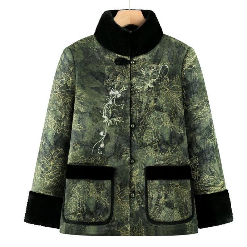 

Winter velvet thickened padded jacket for the elderly and women 5XL [recommended 150-80kg] зелёный