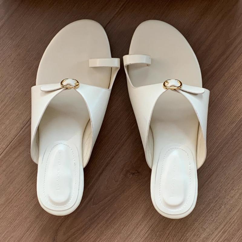 

Fashion Retro Clip Toe Chunky Heel Slippers Women Fashion Metal Buckle Design Slide Sandal Comfort Casual Beach Flip Flops Zapatos Mujer 39