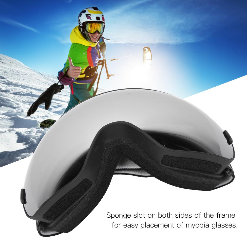 Outdoor Sport Skiing Safety Protective Anti Fog Double Layer Goggle Support Myopic Glasses(Black framefull vacuum