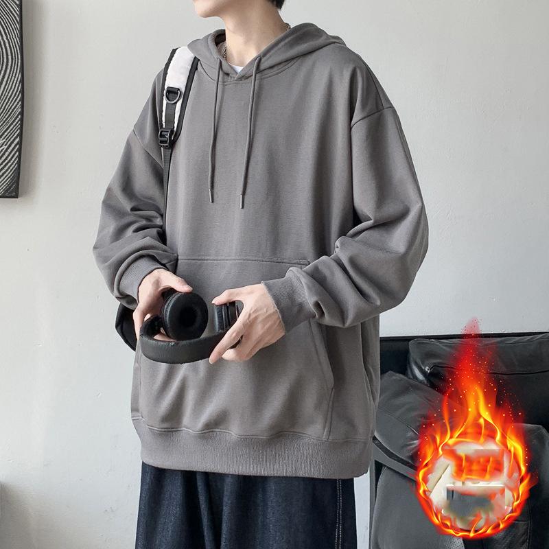Sweat à capuche décontracté et confortable pour homme, haut ample, couleur unie, pour le sport et le printemps-automne