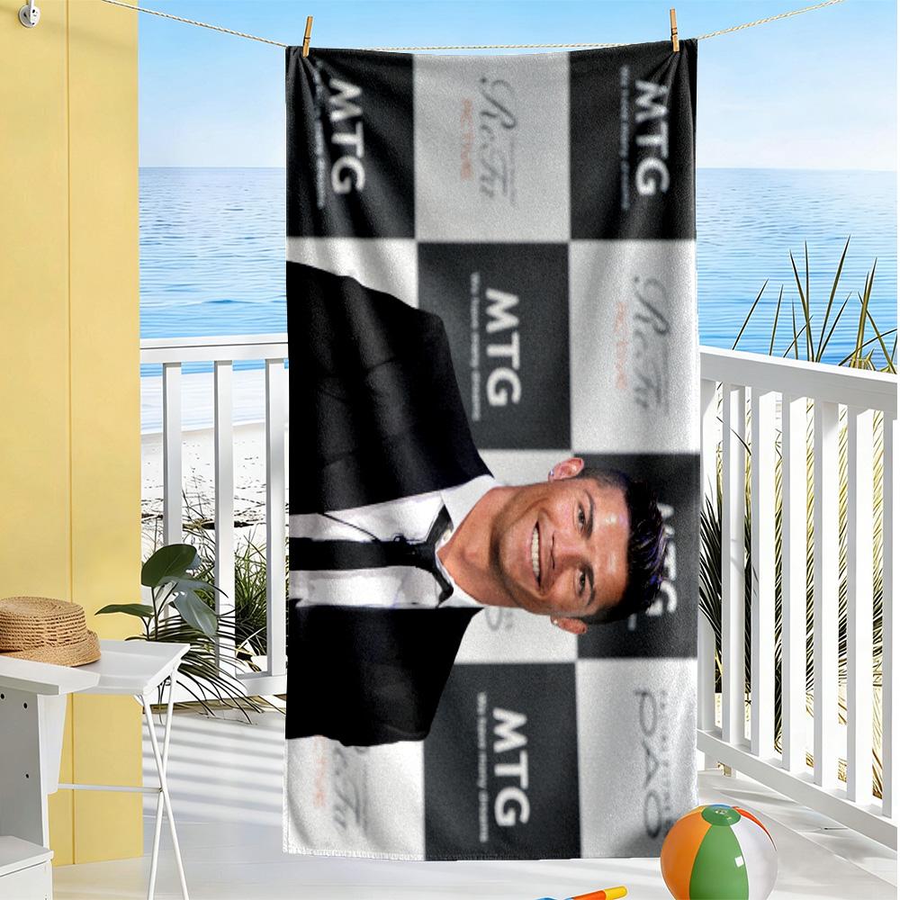 Cristiano Ronaldo's Blue Suit Beach Towel Super Soft Microfiber Quickdry Fabric Comfortable Lightweight