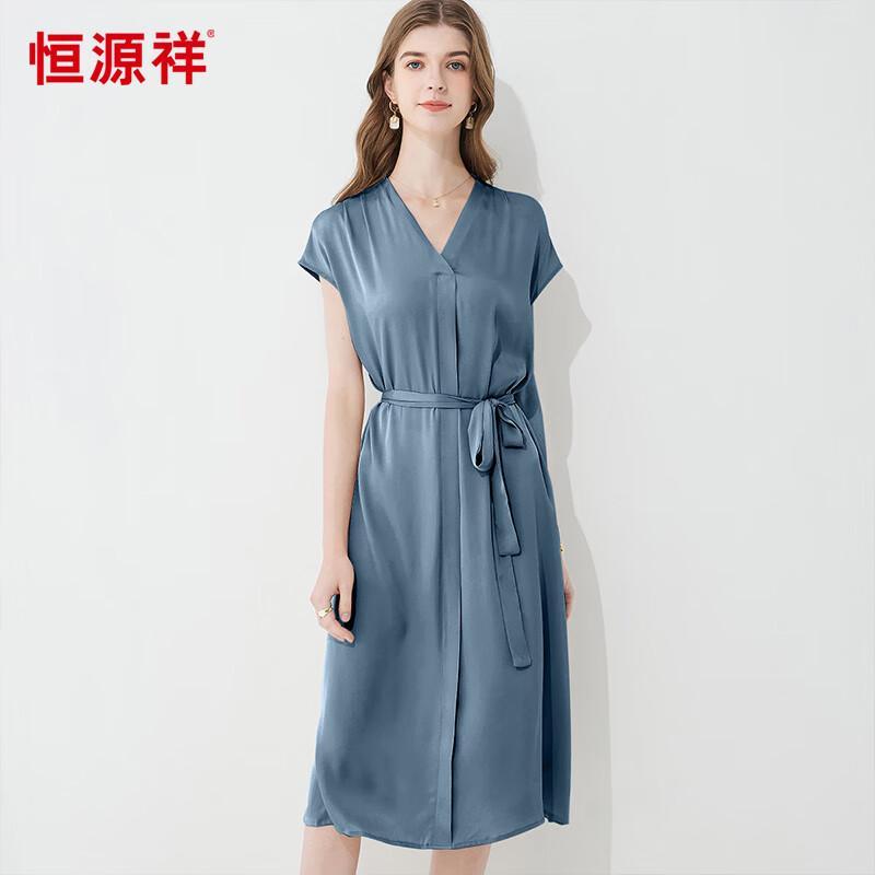 HangYuanXiang Elegant Mulberry Silk Mid-Length Dress