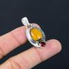 Sterling Silver Oval Tiger Eye Gemstone Mozambique Garnet Handmade Wife Pendant