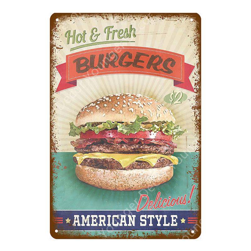 Food Bread Decor Ice Cream Milk Strawberries Pickles Waffles Ploughmans Metal Tin Signs Vintage Poster Wall Art Plaque YI-010