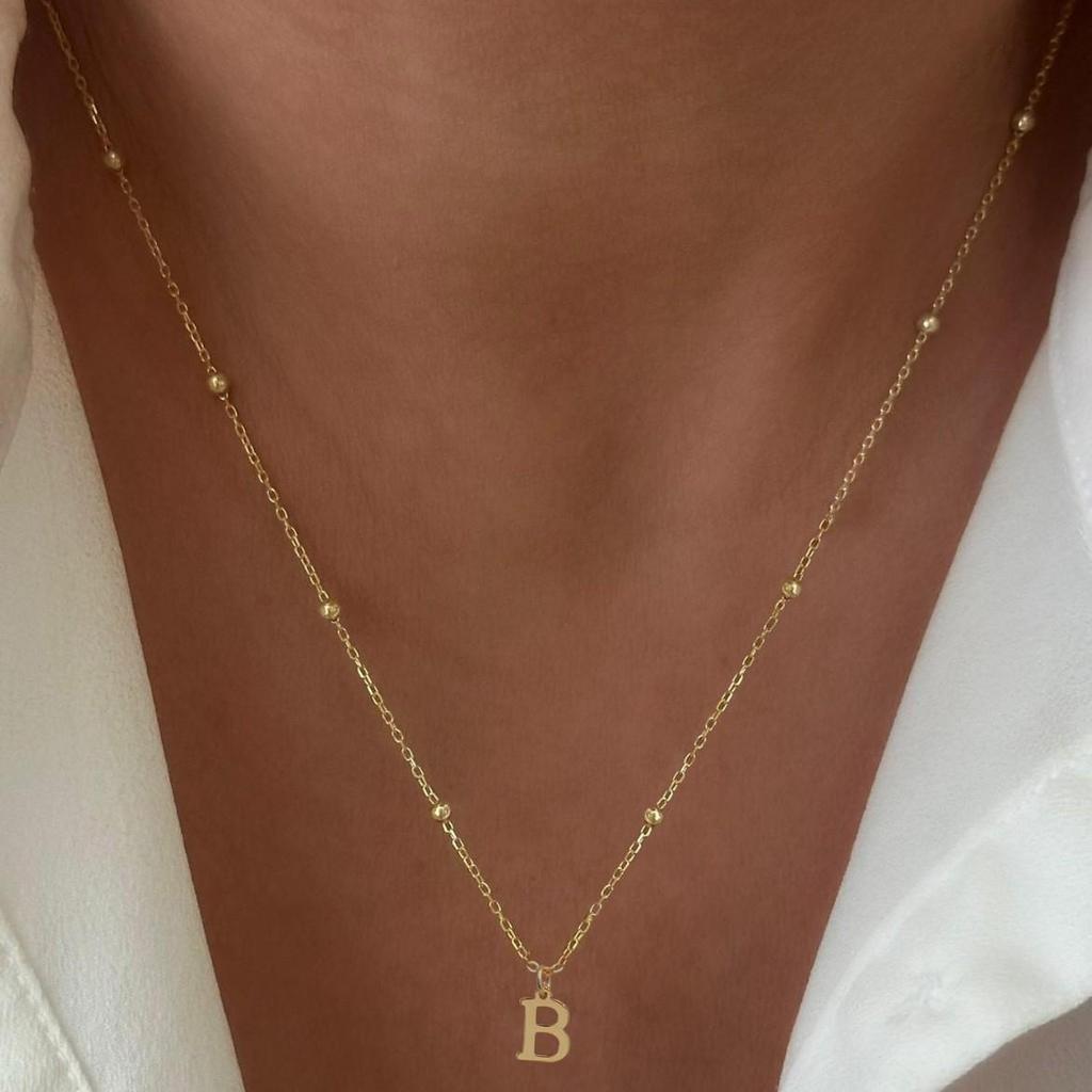 18K Stainless Steel Initial Necklace - Women's A-Z Letters, European & American Trend