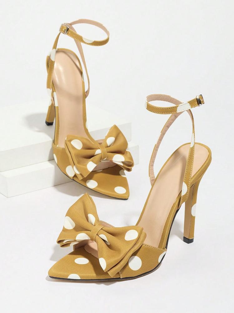 Sandale cu Toc Înalt Design Puncte cu Fundiță Dulce Marcă Modă Femei Curea la Gleznă Cataramă Mărime Mare 43 Pantofi Eleganti cu Toc Înalt