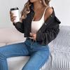 Autumn and Winter Casual Pocket Long-sleeved Short Jacket for Women's Wear