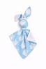 Bunny Cuddly Toy Doudou Double-Sided Cotton and Minky - Blue Owls - White