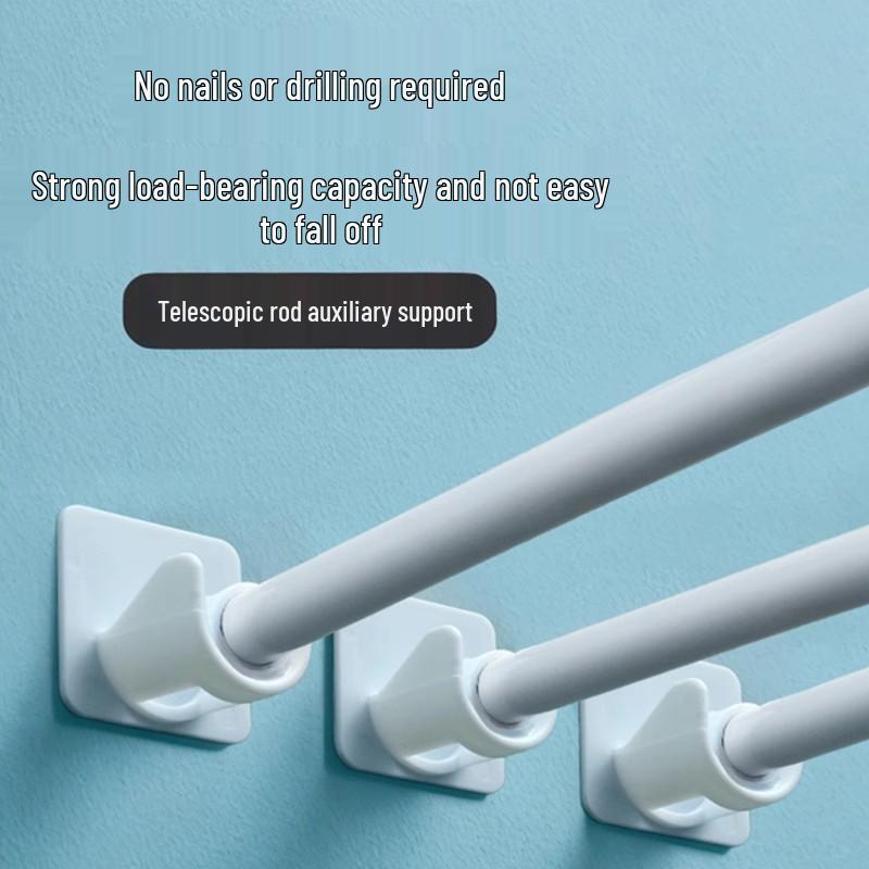 Adhesive Punch-Free Curtain Rod Hooks for Telescopic Rods