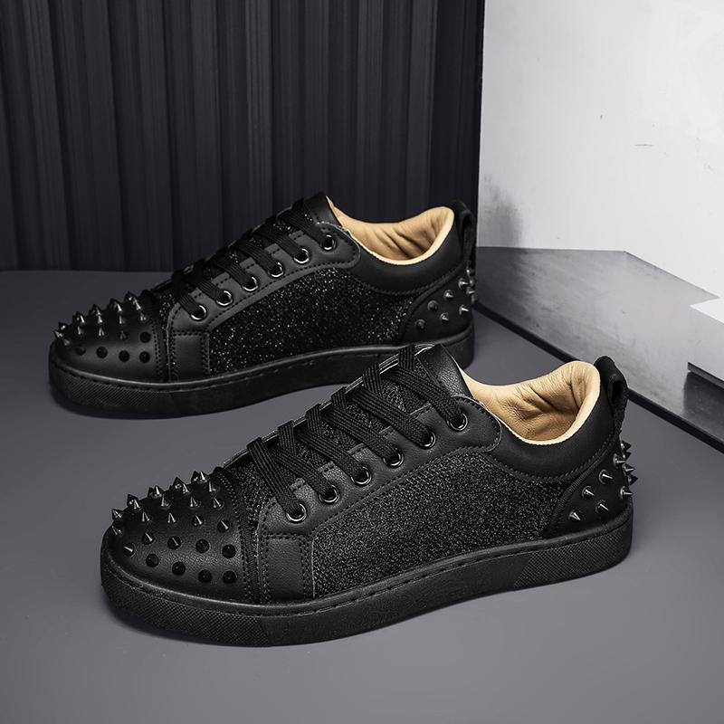 Fashion New Men's Rivet Rock Punk Mixed Patchwork Leather Platform Shoes Male Sports Walking Sneakers Footwears Zapatos Hombre