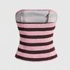 Strawberry Chocolate Contrast Color Strapless Cute Sleeveless Vest for Women
