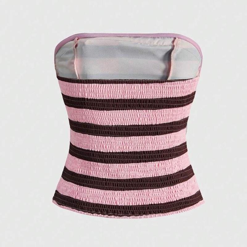 Strawberry Chocolate Contrast Color Strapless Cute Sleeveless Vest for Women