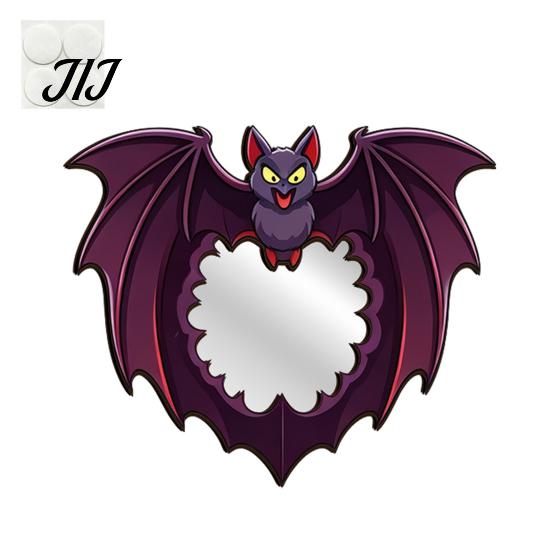 Kreative Feiertags-Wanddekorationen Halloween Holzdekorationsspiegel, Kürbis Geist Fledermaus Hexe Cartoon Spiegel Dekor, Spaß für Eingangsbereich Party, Festliches Zuhause