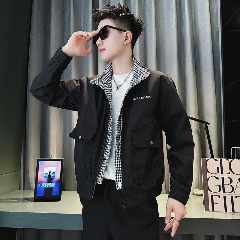 

Fake two-piece tooling jacket men s 2025 spring and autumn new trendy brand ruffian handsome embroidered jacket men s casual top M