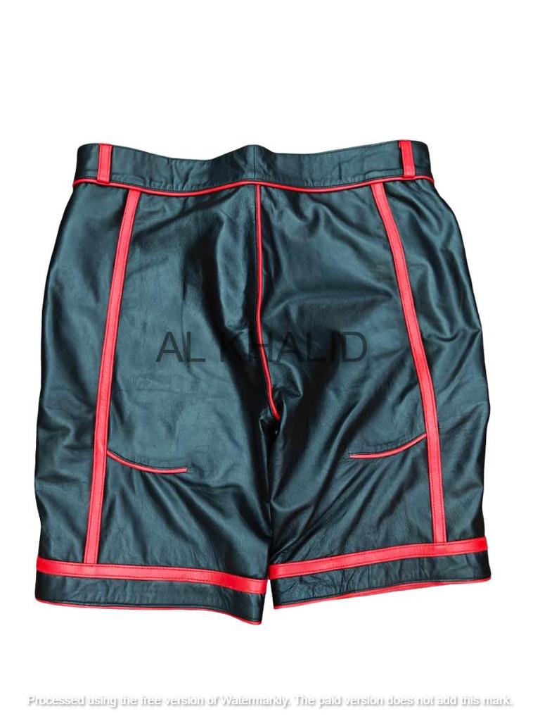 Pantalones cortos festivos de cuero negro para hombre, piel de cordero genuina, hechos a mano, deportivos, elegantes, para gimnasio