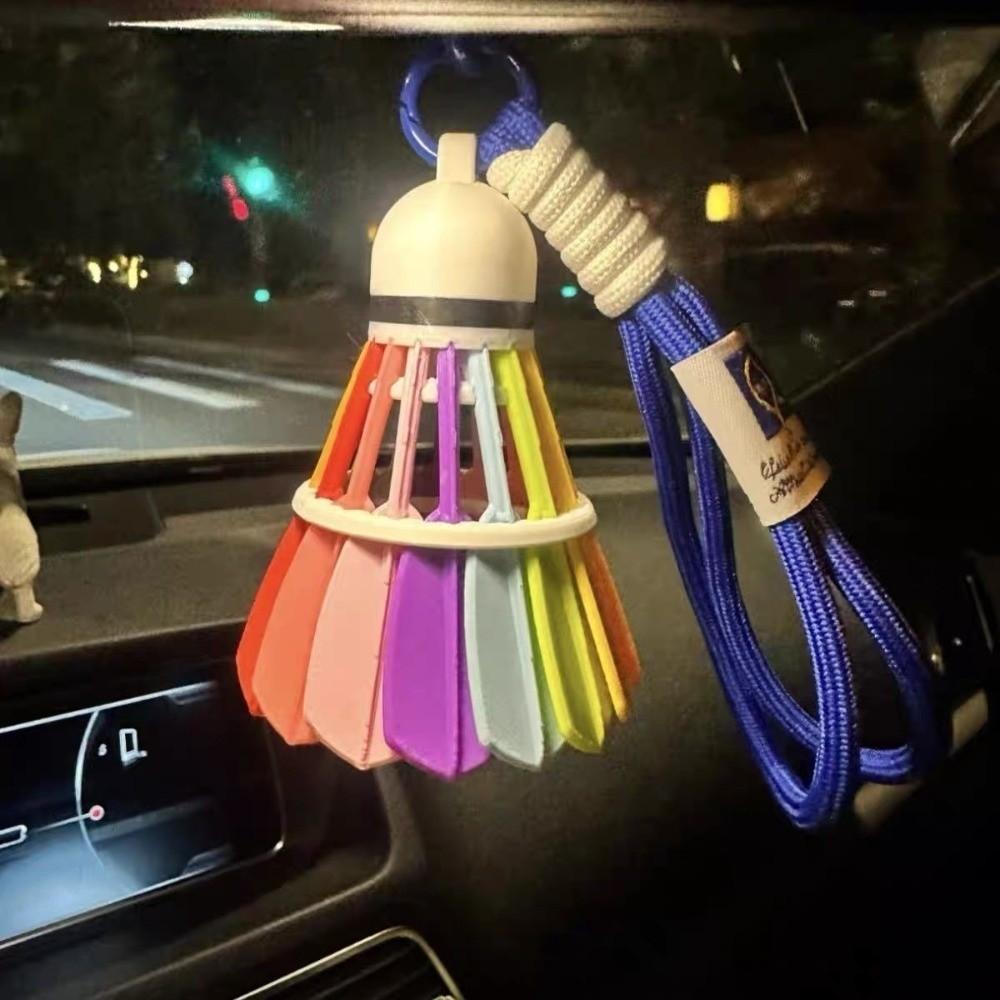 Funny Badminton Keychain Rainbow Color 3D Printing Keyring Fashion Badminton Bag Pendant  Gift