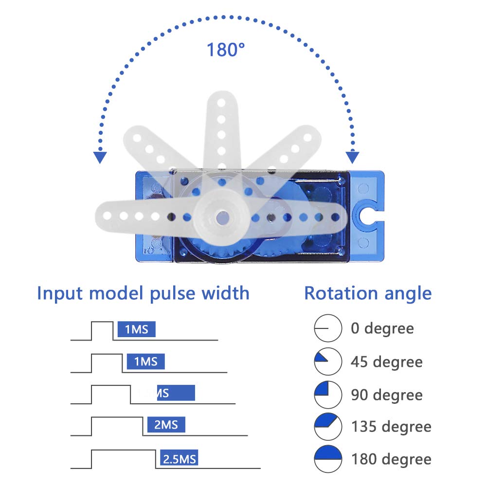 ALMOCN 8Pcs SG90 9G Micro Servo Motor Kit for Mini RC Robot Arm Helicopter Airplane Car Boat Control Projects