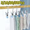 Stainless Steel Clothespins Laundry Clothes Pegs With Hook Pants Hanger Portable Hanging Clothes Clips Closet Clothes Organizer