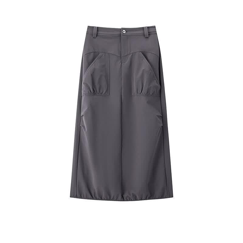 High-Waist A-Line Maxi Skirt with Pockets M