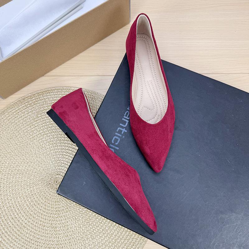 Fashion Flat Shoes for Women 2025 Spring and Autumn New Style Suede Pointed Shallow Mouth Soft Sole Large Size Women's Shoes