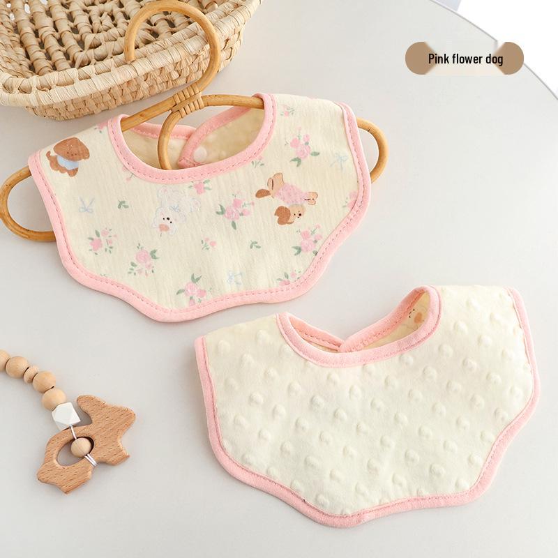 Waterproof Baby Bib, Pure Cotton, Breathable, Anti-Spit Up, Bean Pattern, Newborn Neck Gaiter
