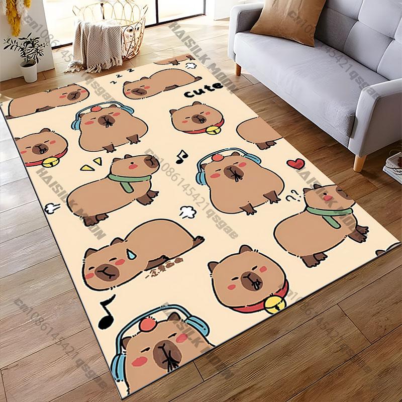 Cute Capybaras with Expressions Carpet Yoga Living Room Room Decor Children's Crawling Mat Doormat Area Rug Games Mat