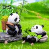 8Pcs/Set Bamboo Panda Figurine PVC Sitting Lying Lucky Panda Statue Sculpture Mini Animal Model Home Office Desktop Decoration Ornament