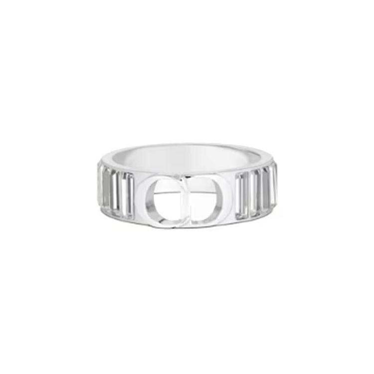 

Dior Cd Icon Logo Brass Ring Men rings Silver R1556HOMMT-D001 Basic Packaging-Dust Bag+Box,S