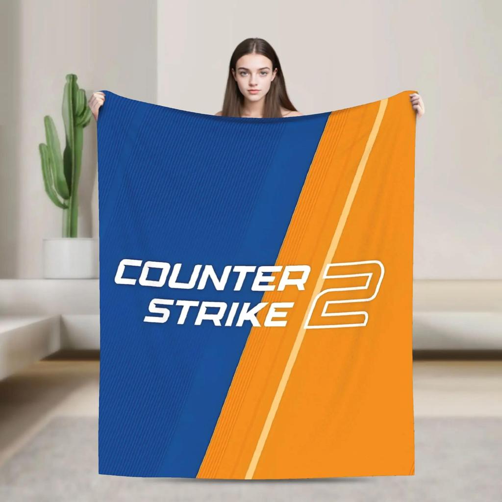 Counter Strike CSGO Knitted Blanket  Shooting Game Art Flannel Throw for Bed Travel Decoration Soft MultiFunction Blanket