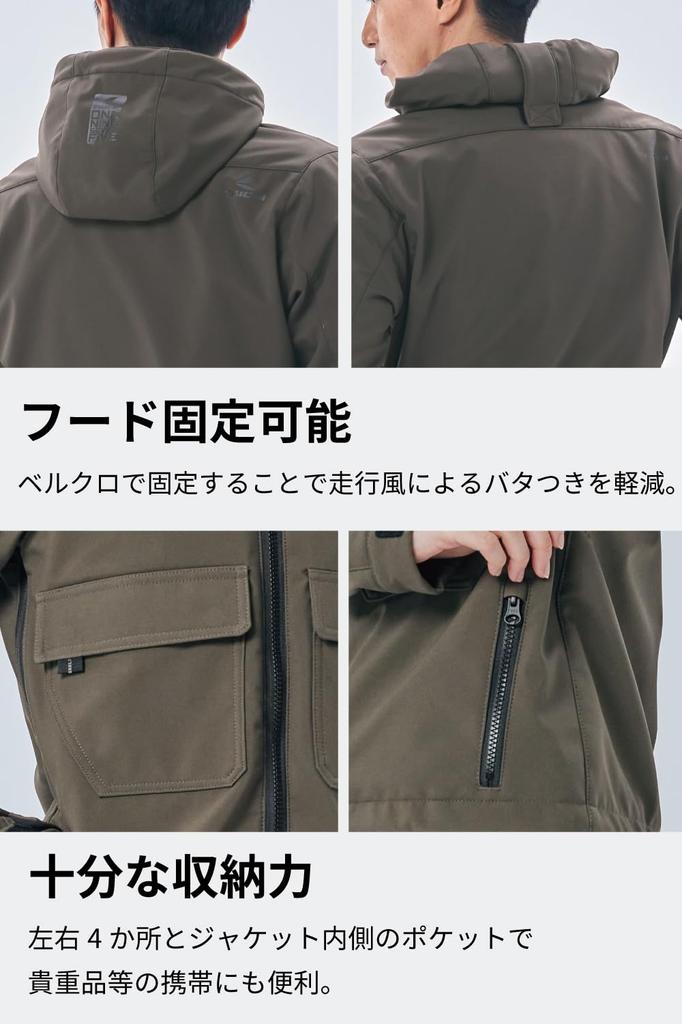 RS TAICHI Motorcycle Wear Riding CE Protector Stretch Softshell RSJ732 DARK KHAKI Jacket, Autumn/Winter, Windproof, Cold-Proof, Built-In, Hoodie, WM,