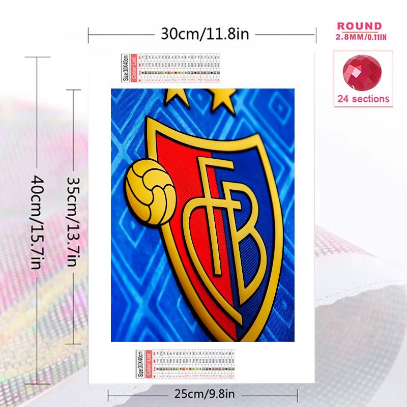 FC Basel Pattern 3pcs 100% Round Full Drill 5D DIY Diamond Painting Embroidery Cross Stitch Rhinestone Décor