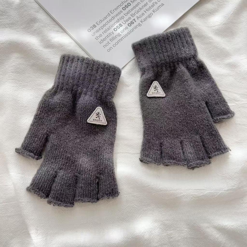 Autumn and Winter Half Finger Gloves Outdoor Adult Cycling Non Slip Gloves Knitted Wool Cold Proof Touch Screen Fingerless Gloves