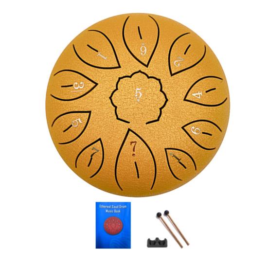 6-Inch Steel Tongue Drum with Mallets Note Stickers 11 Notes C Key Meditation Yoga Sound Therapy Hand Pan Drum Musical Percussion Instrument