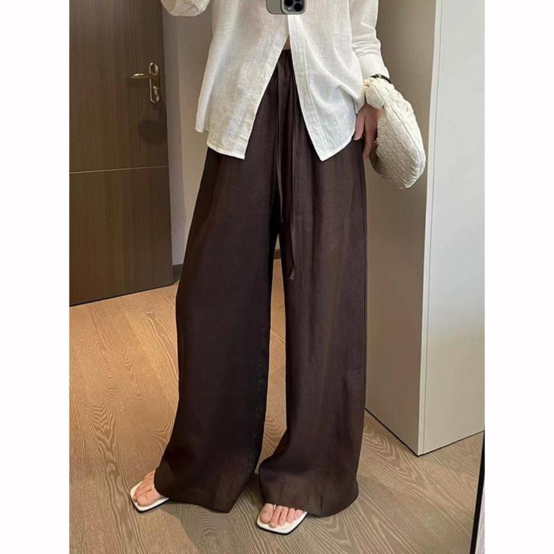 Pantalones de Mujer de Cintura Alta Pierna Ancha Verano Finos Sueltos Casuales Pantalones Harajuku