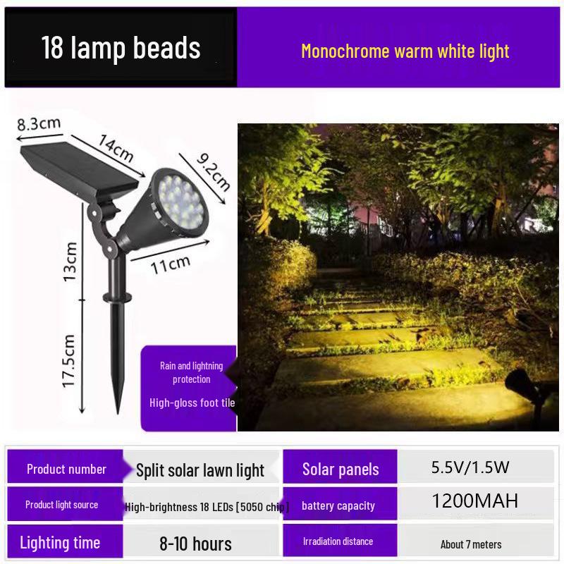 Solar-Powered Rainproof Outdoor Spotlight for Gardens and Lawns