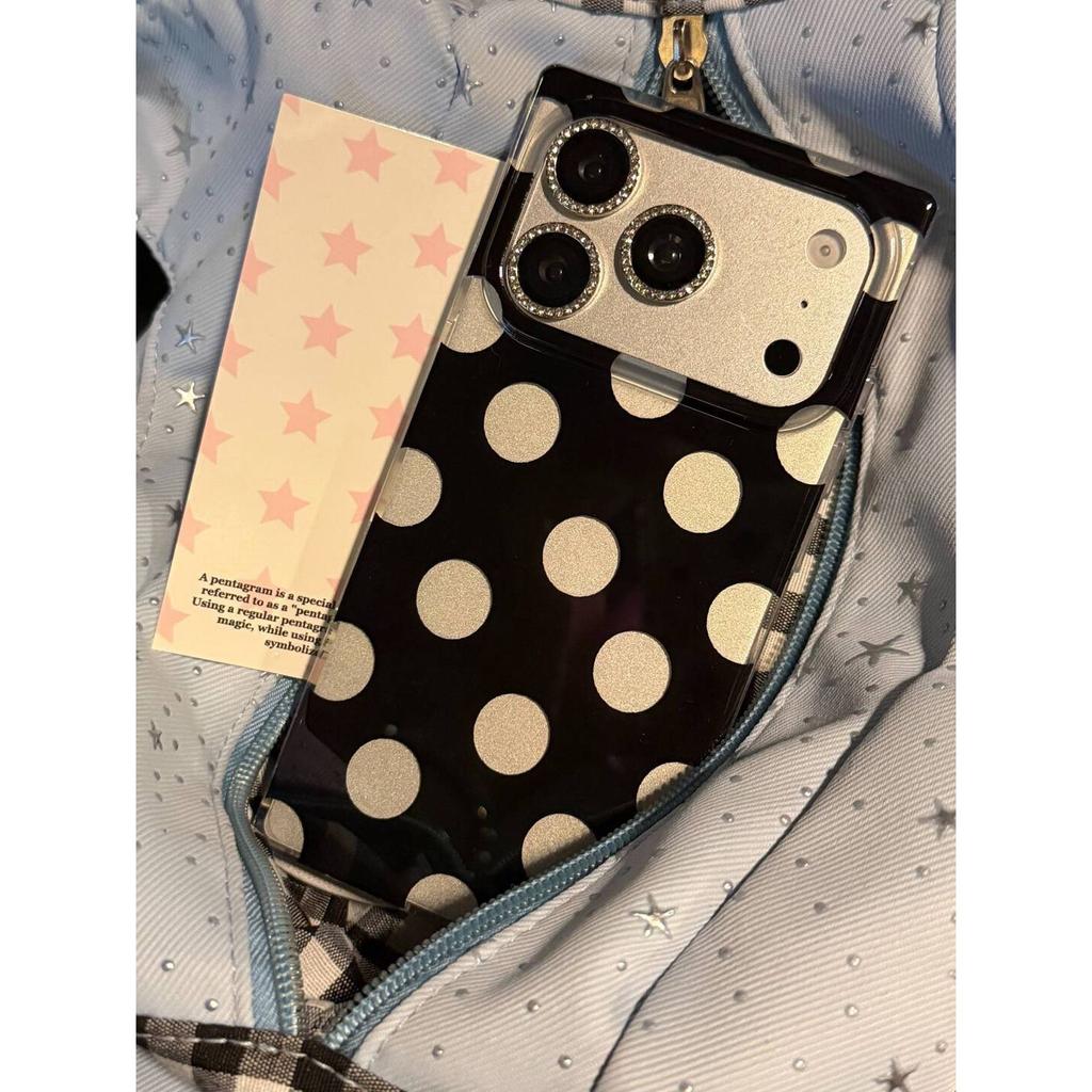Simple Ins Wind Silver Polka Dot for iPhone17promax Mobile Phone Case Apple 16/15Pro Hard Case