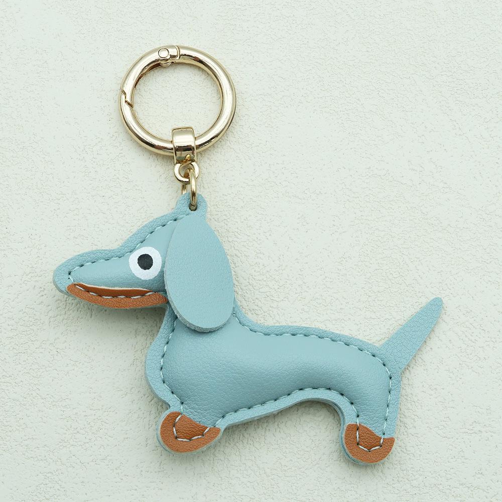 In-Stock Dachshund Cartoon Pendant Leather Dog Bag Charm Phone Case Accessory Creative Car Charm