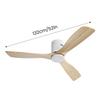52 Inch Ceiling Fan Natural 3 Solid Wood Fan Blade Noiseless Reversible Direct Current Motor Remote Control for Living Room