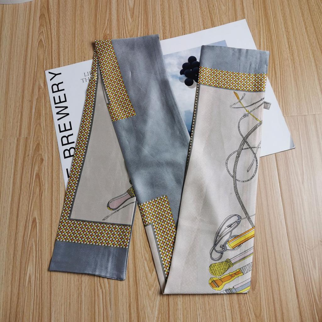 Long small silk scarf women's fashion versatile decorative streamer Korean version thin scarf thin and narrow long custom silk scarf scarf scarf