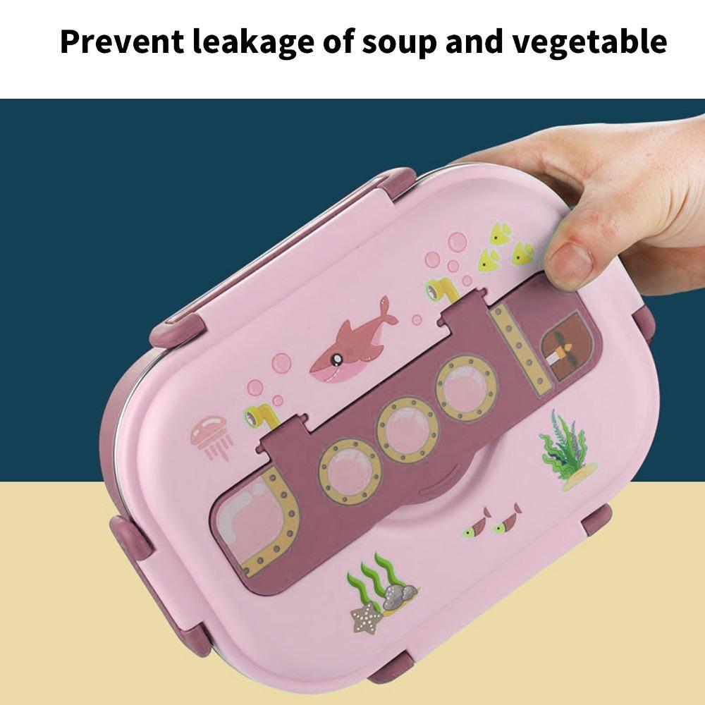 3 Compartment Leakproof Lunch Box With Soup Bowl Food Storage Container For Office