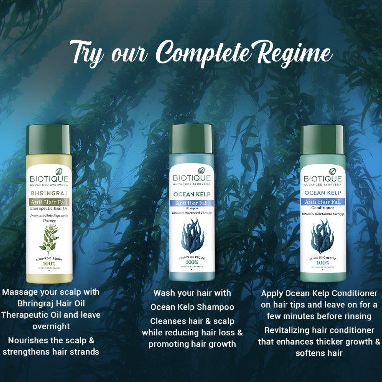 Biotique Shampooing Anti-Chute Ocean Kelp 500ml | Extraits 100% Botaniques | Thérapie de Croissance Capillaire pour des Cheveux Plus Forts et Brillants