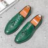 Men's Plus Size Crocodile Pattern Slip-on Loafers - Trendy Casual Leather Shoes