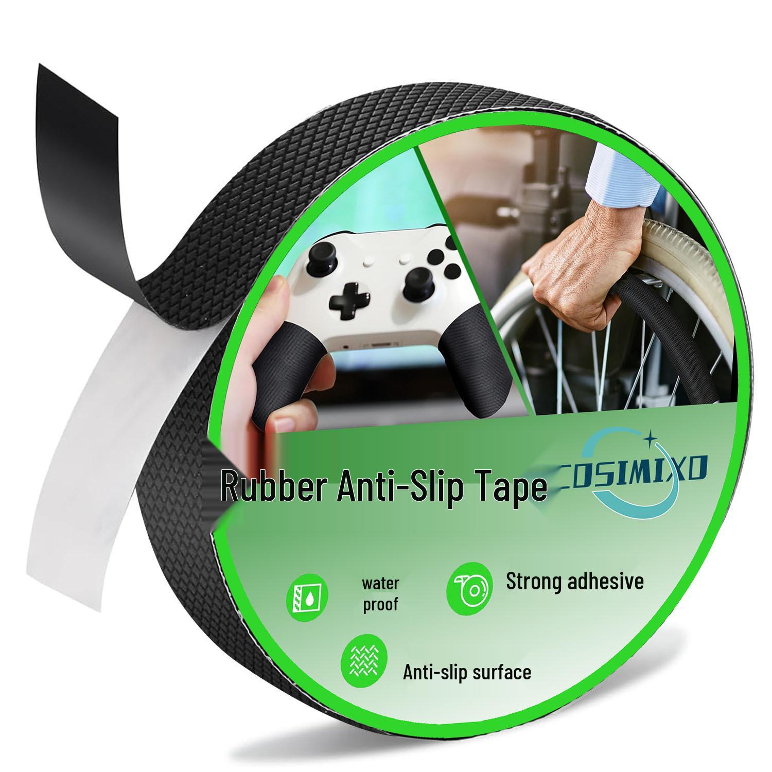 

Black Self-Adhesive Rubber Armrest Grip Tape - Non-Slip, Waterproof, Heat & Wear Resistant