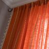 Curtain Half Blackout Cotton Linen Stripe Embroidery Orange Tassel American Curtain for Bedroom Bay Window Curtain Finished
