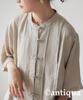 antiqua Short Sleeve Shirt with Chinese One Beige Women's Linen-Like Buttons, PK-01341, Size, 01,
