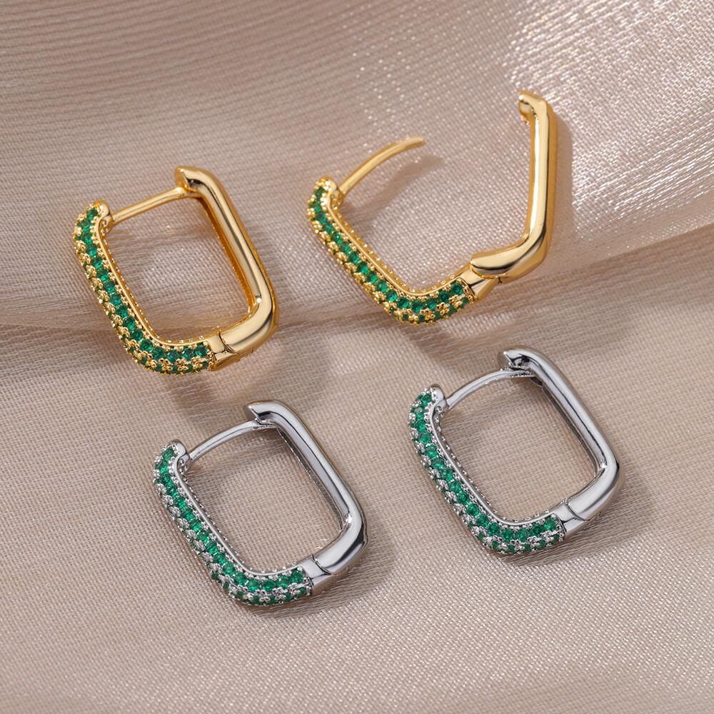 Luxury Zirconia Hoop Earrings for Women Shiny Stainless Steel Earrings Trend Wedding Aesthetic Jewelry pendientes