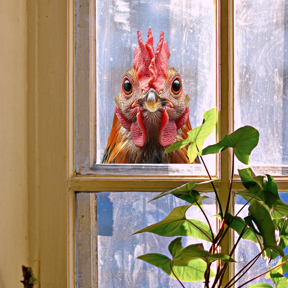 Imitation Tier Hahn Balkon Glas Heimverschönerung und Dekoration Statische Elektrizität Fensteraufkleber