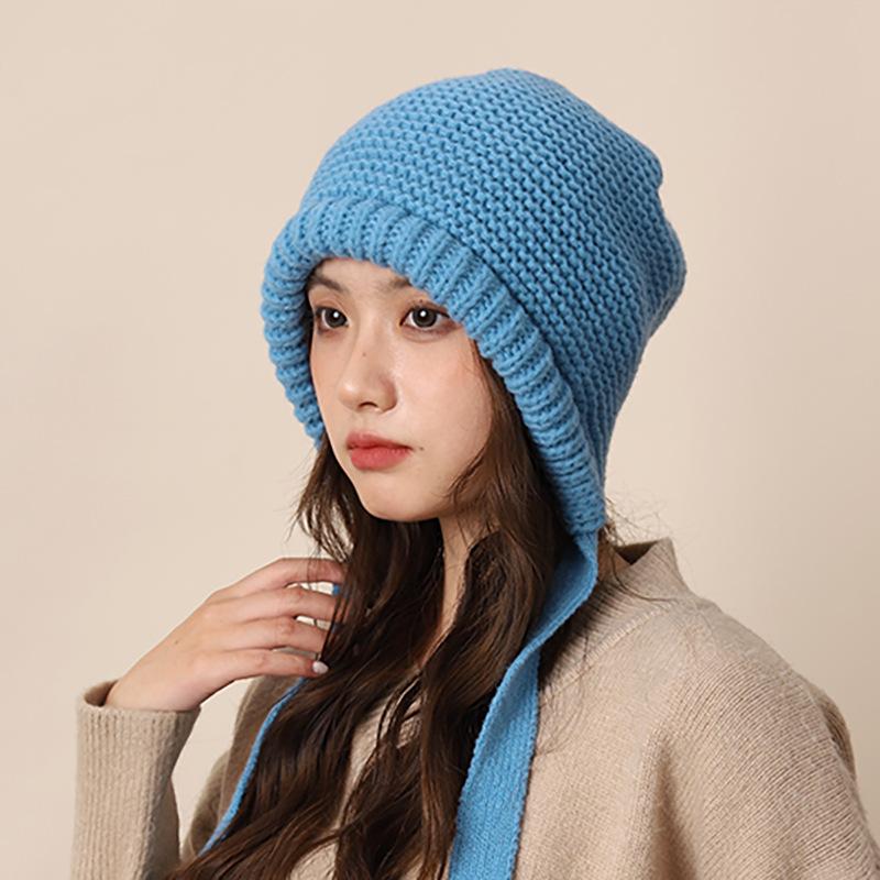 One Hat Dual Purpose Balaclava Hat Hepburn Wind Straps Stack Hat Women Winter Warm Christmas Red Wool Hat