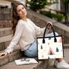 Cute Camping Pattern Tote Bag Stylish Portable Outdoor Daily Use Large Capacity Casual Canvas Handbag