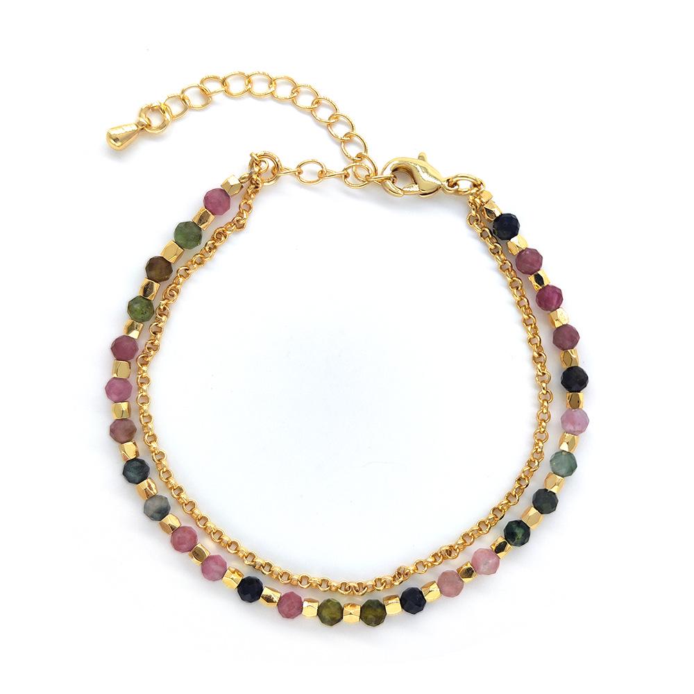 Women's Bohemian Multi-Layered Natural Tourmaline Beaded Bracelet